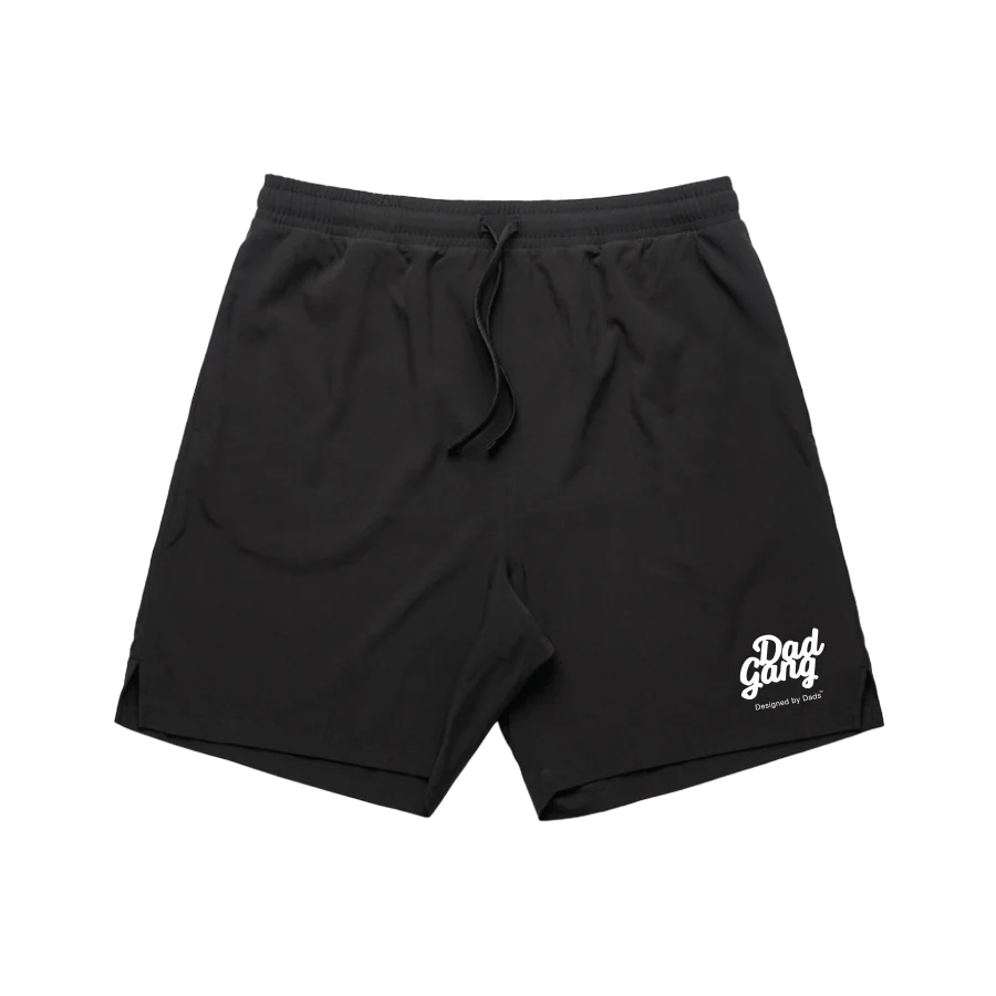 DadGang Logo Active Shorts 18" - Black